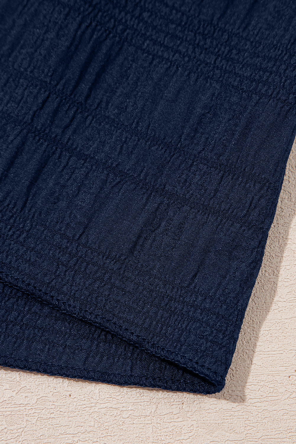Dirty Blue Textured Ruffle Top and Shirred High Waist Shorts Set