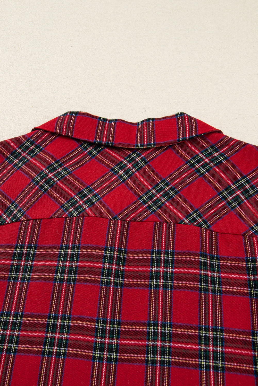 Red Plaid Contrast Color Christmas Holiday Long Sleeve Shirt and Shorts Pajama Set