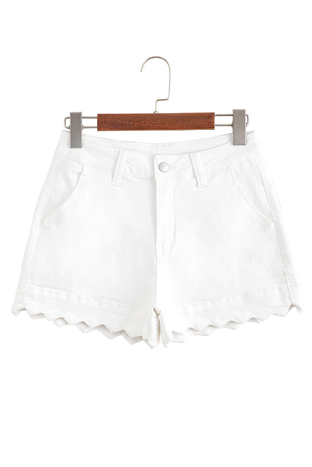 Sail Blue Scalloped Hemline Light Wash Denim Shorts
