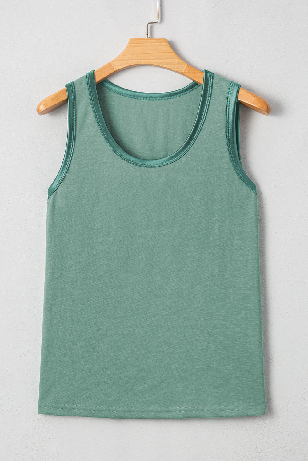 Tan Contrast Trim Round Neck Tank Top