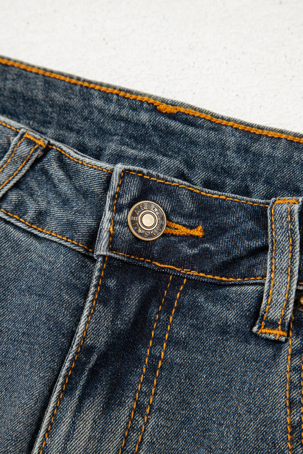 Sail Blue Criss Cross Straight Leg High Waist Jeans