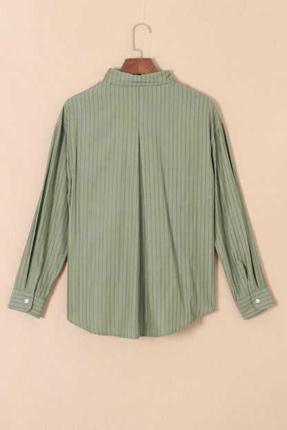 Blue Stripe Button Up Oversized Casual Shirt Shacket