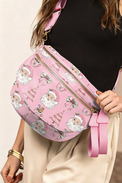 Black Floral Print Multi Pocket Crossbody Bag