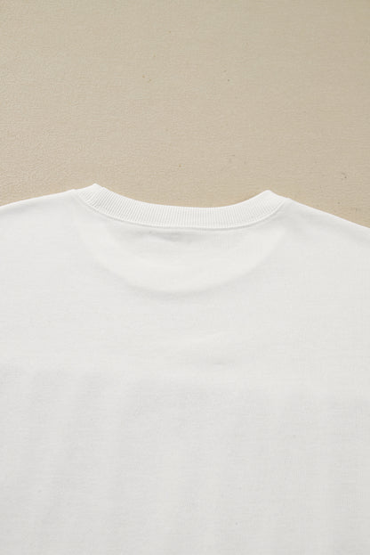 White FOOTBALL Letter Graphic Crew Neck Sweatshirt