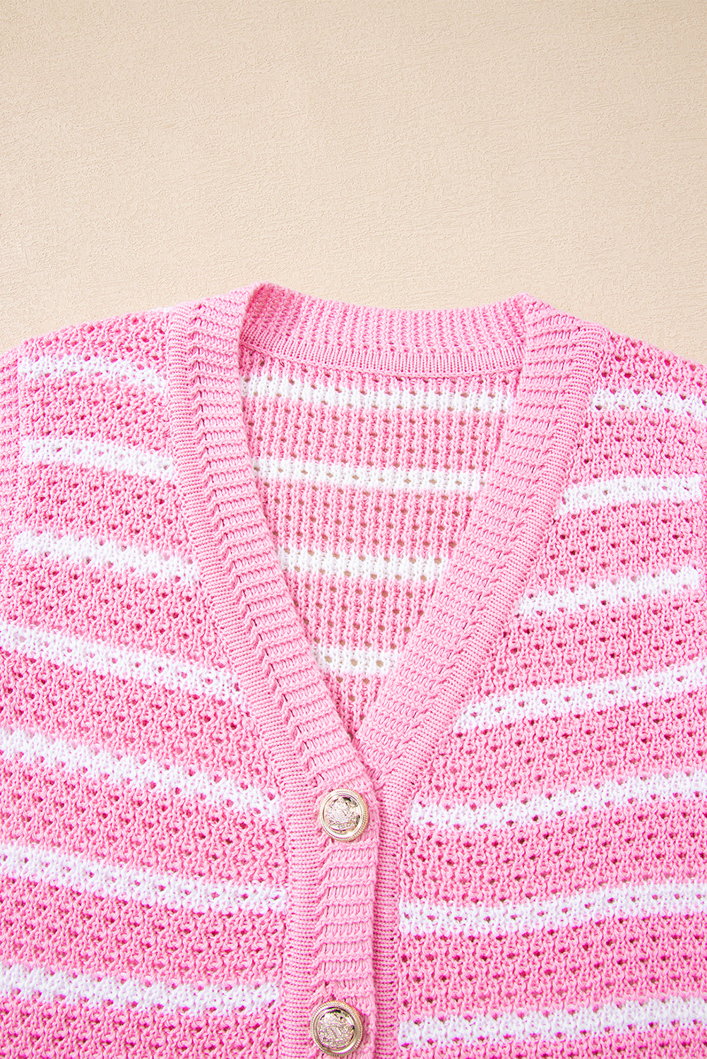 Black Striped V Neck Button Knit Vest