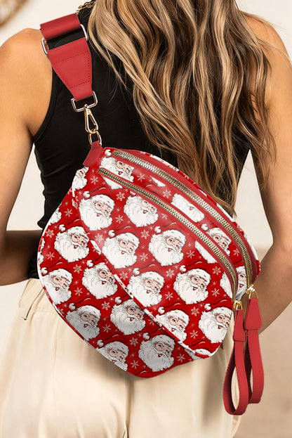 Black Floral Print Multi Pocket Crossbody Bag