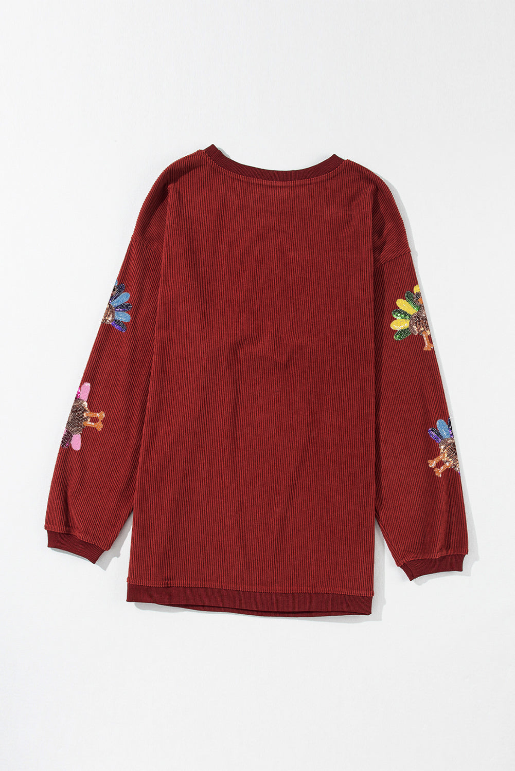 Smoke Gray Turkey Patch Application Graphic Corded Baggy Sweatshirt