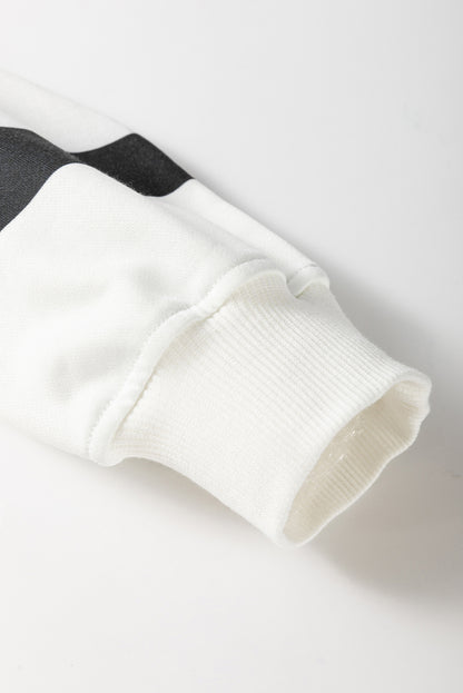 Black Striped Drop Shoulder Pullover and Joggers Set