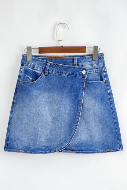 Ashleigh Blue Wrapped Crossed Waist Denim Mini Skirt