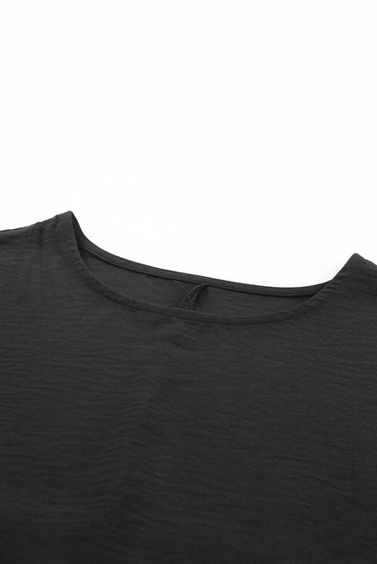 Black Plain Batwing Sleeve Business Casual Blouse