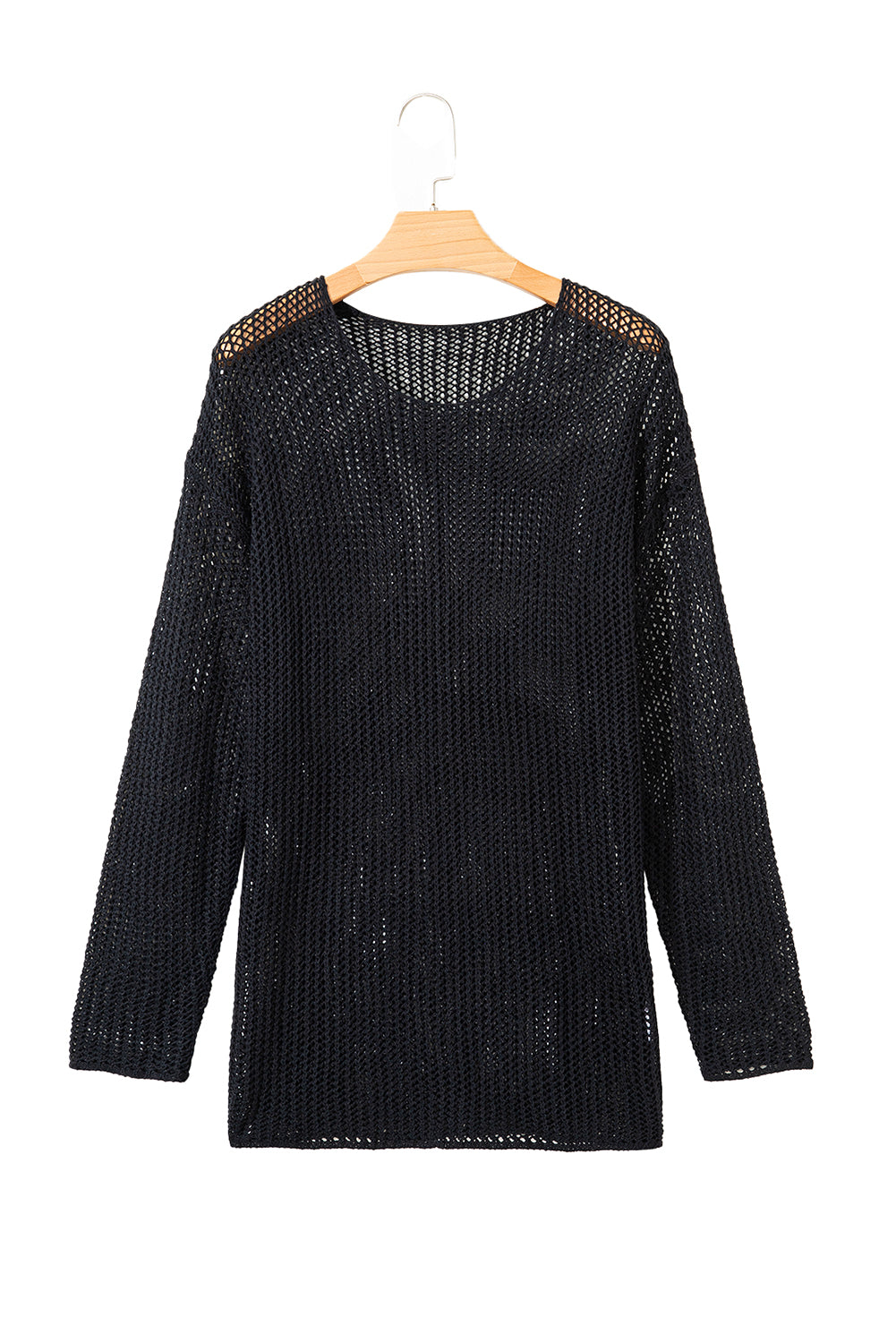 Coral Crochet Hollow-out Knit Sweater