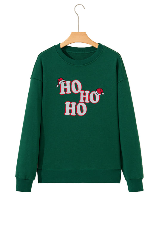 Evergreen Embroidered Letter Graphic Christmas Fashion Sweatshirt