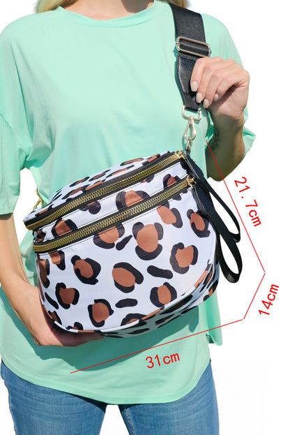 Chicory Coffee Checkered Print Wide Strap Large Crossbody Bag