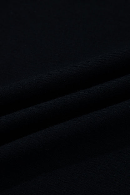 Black  Asymmetric Seam Detail Solid Color Long Sleeve Top