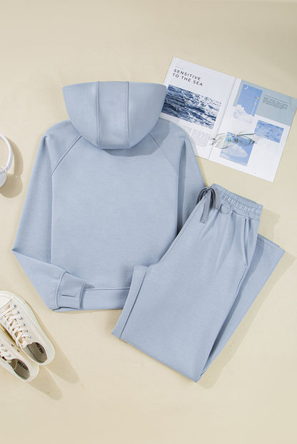 Jet Stream Half Zip Thumbhole Sleeve Hoodie Active Pants 2pcs Outfit