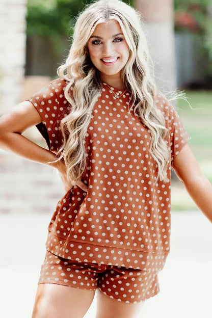 Pink Polka Dot Print Short Set