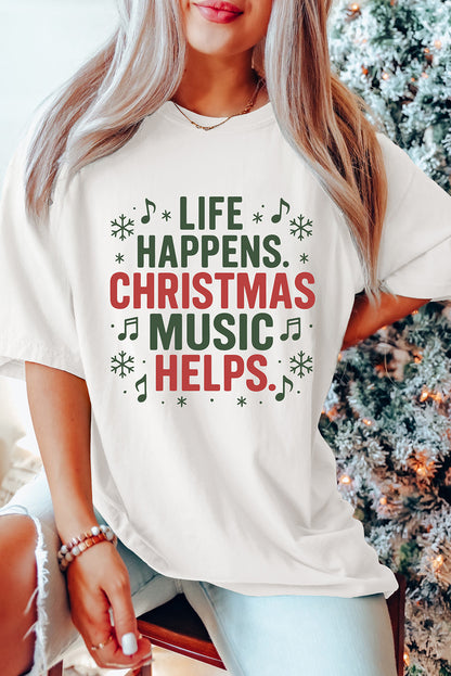 Life Happens, Christmas Music Tee 🎶