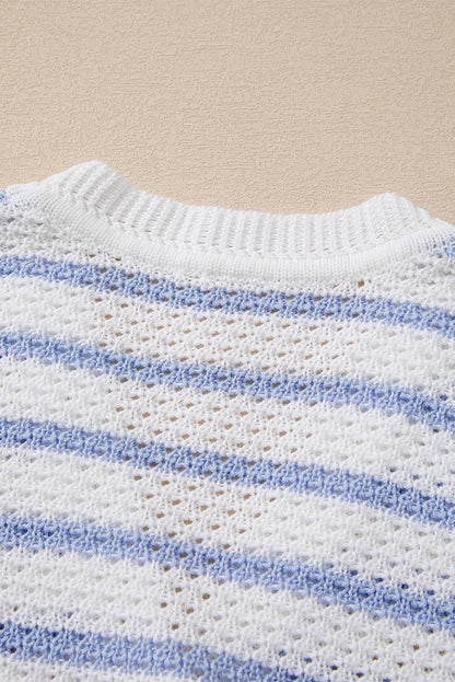 Black Striped V Neck Button Knit Vest