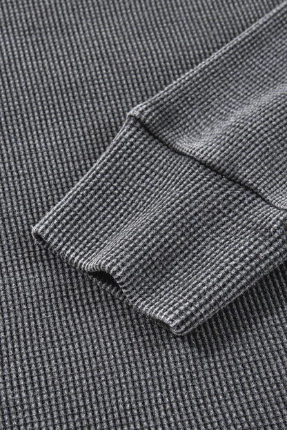 Mist Green Ribbed Plain Long Sleeve Loose Top