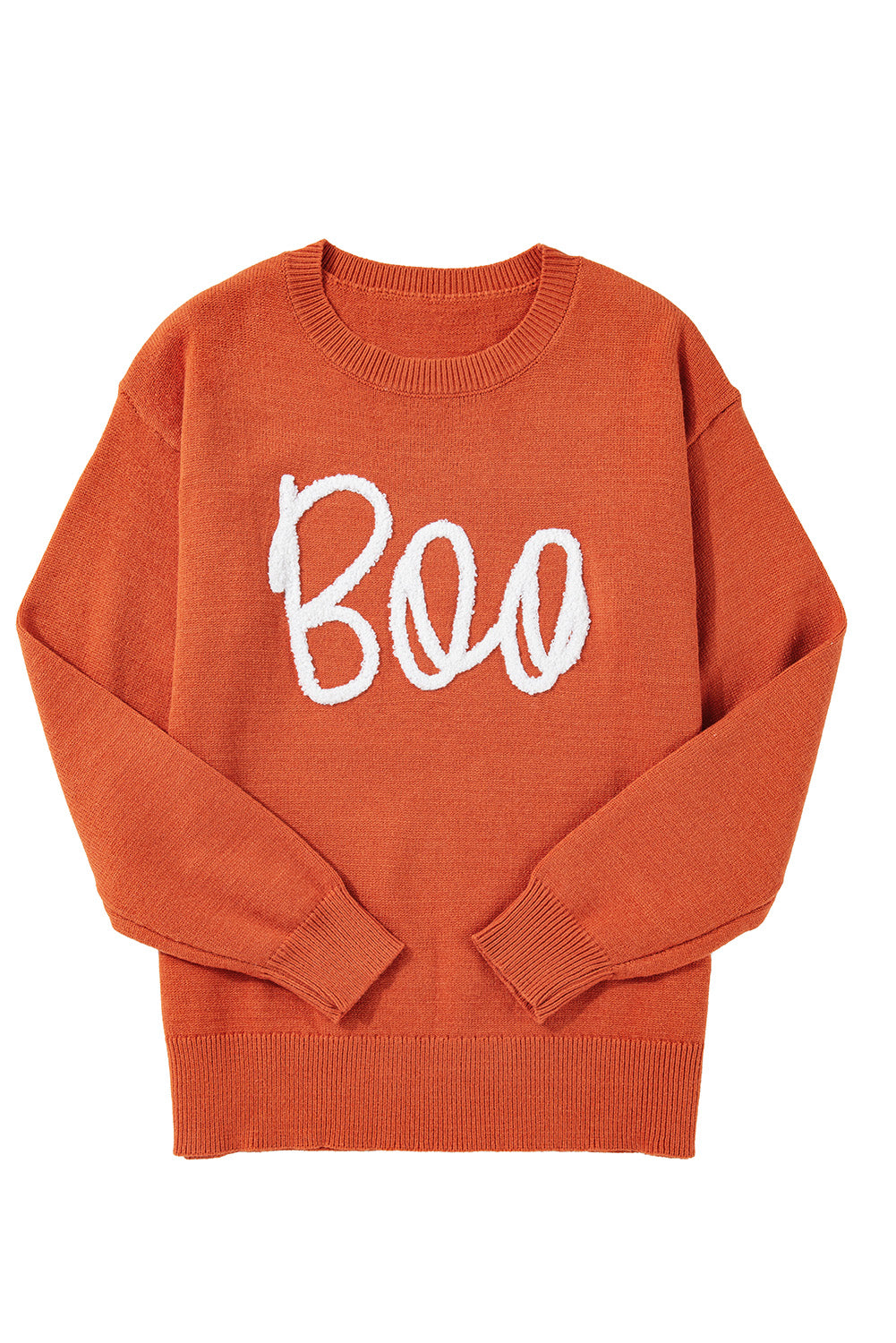 Black Halloween Boo Drop Shoulder Knit Sweater