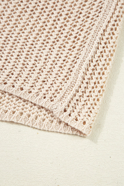 Coral Crochet Hollow-out Knit Sweater