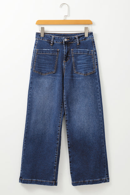 Bluing Mimimalist Patch Pocket High Waist Shift Jeans