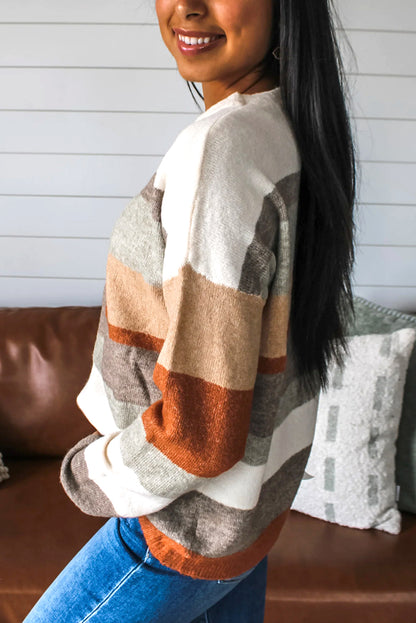 🍂 Autumn Aura Cozy Stripe Sweater