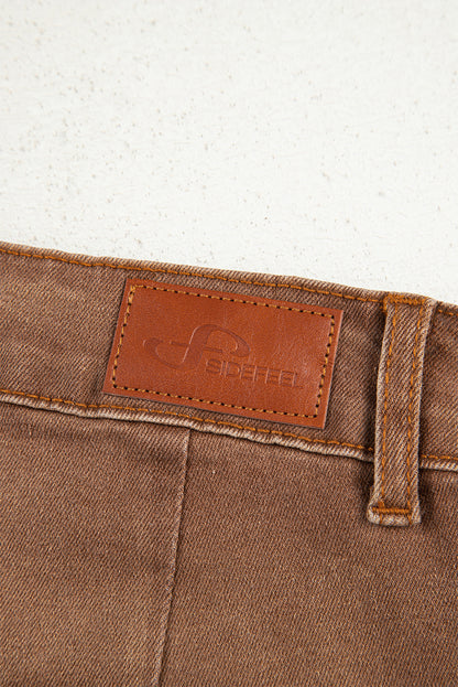 Brown Minimalist Patch Pocket High Waist Shift Jeans