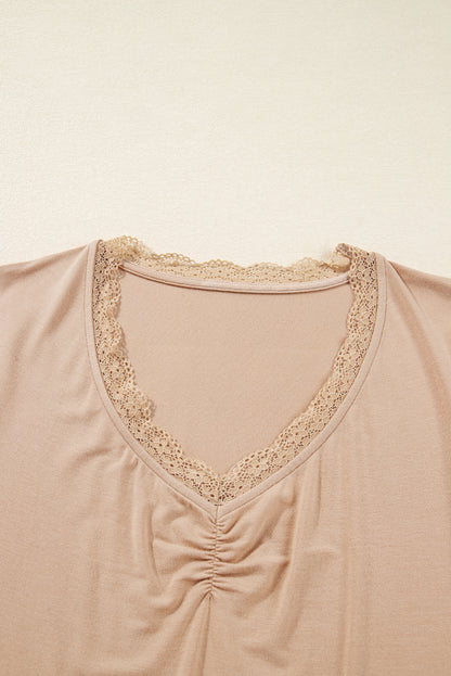 Red Dahlia Lace Sweetheart Neckline Long Sleeve Top