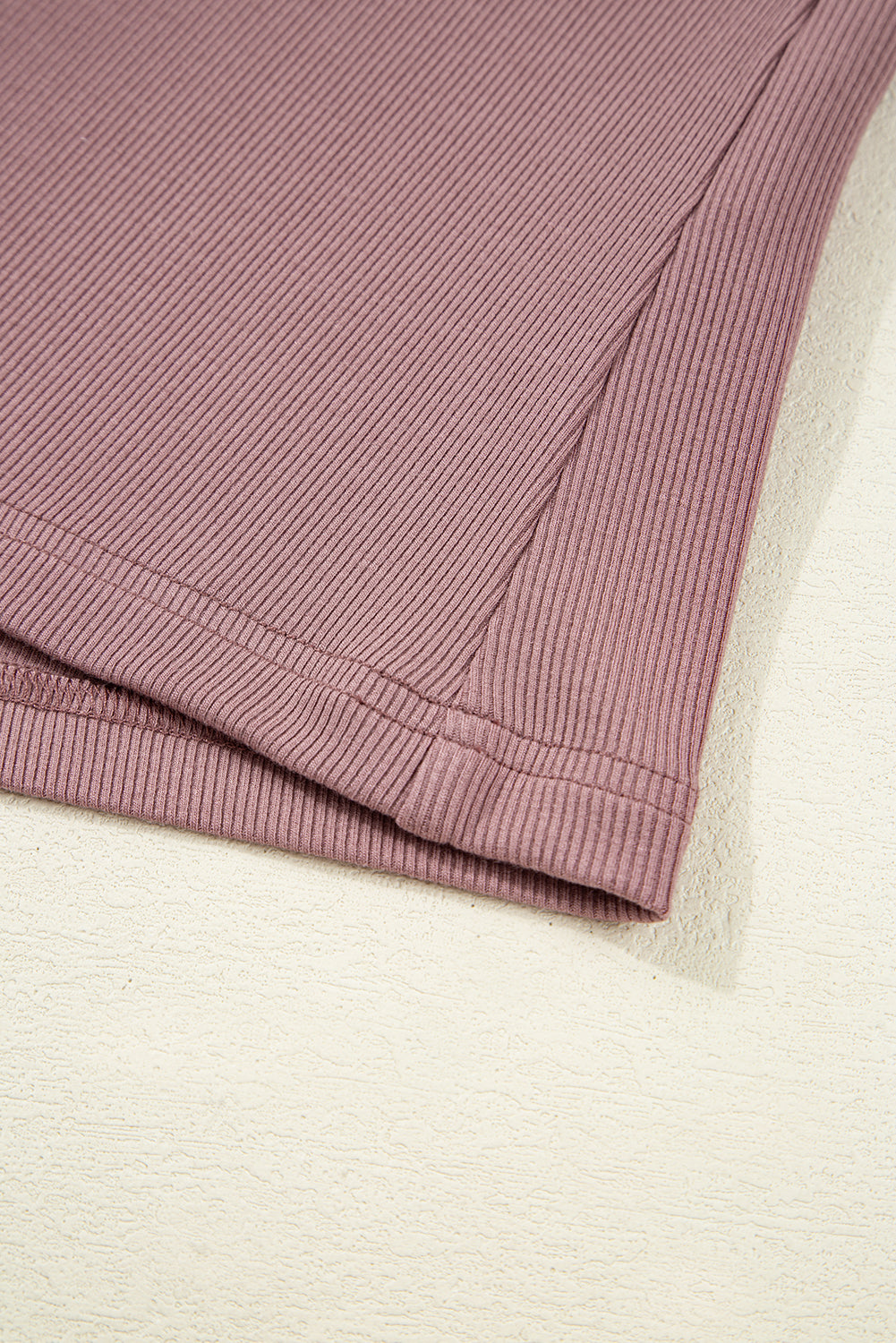 Old Rose Ruched Sweetheart Neck Ribbed Long Sleeve Top