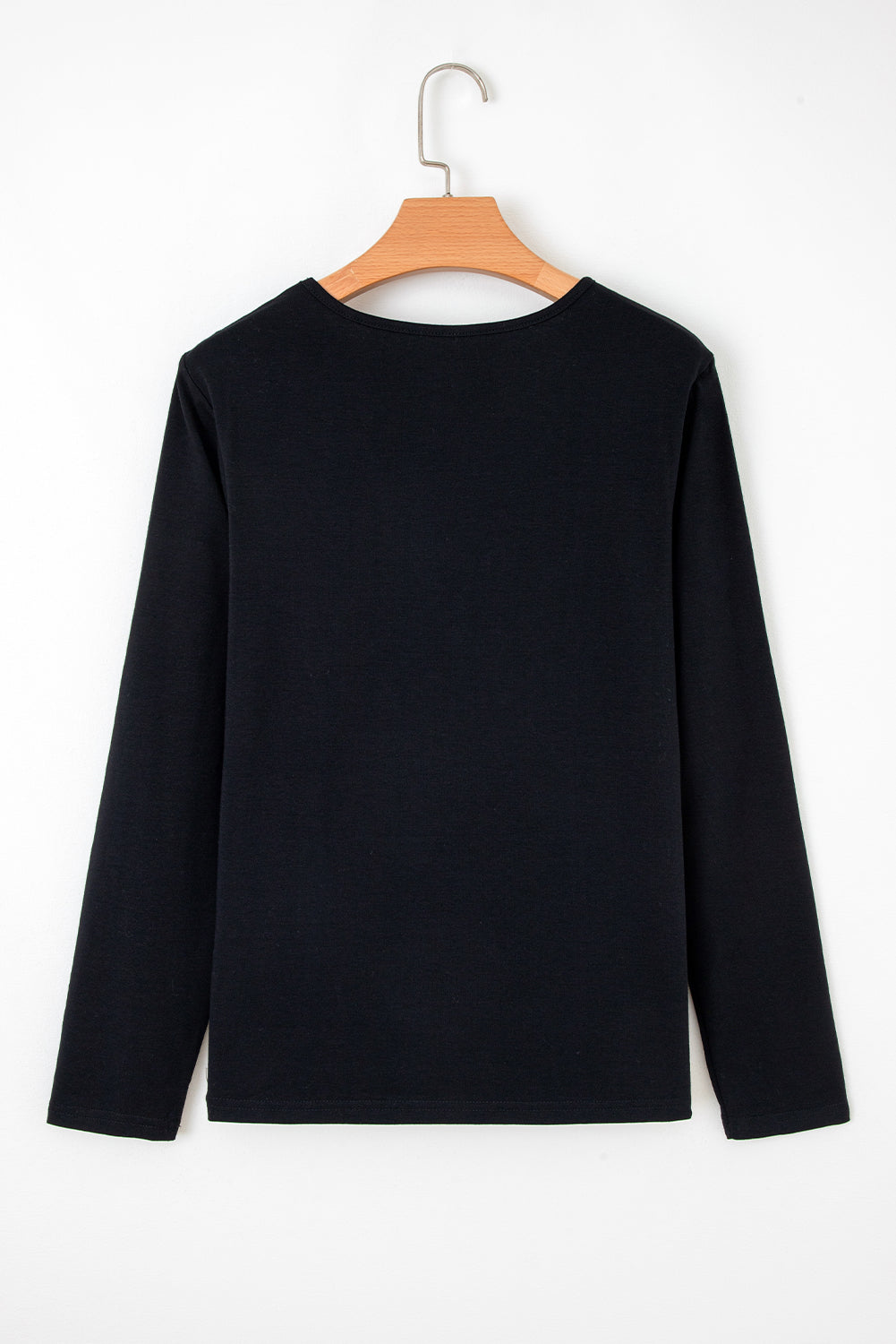 Black  Asymmetric Seam Detail Solid Color Long Sleeve Top
