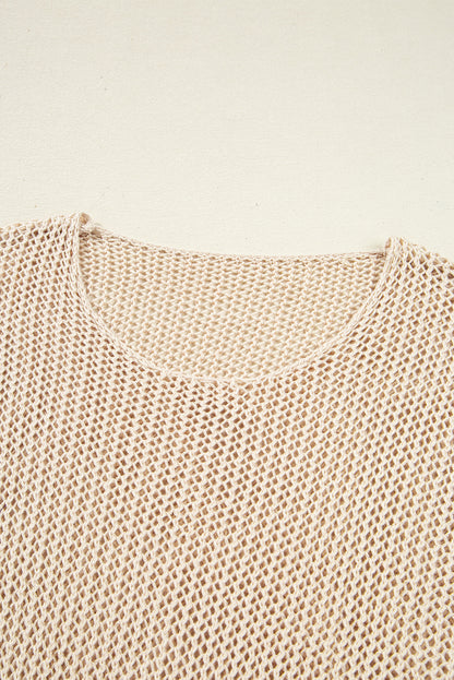 Coral Crochet Hollow-out Knit Sweater