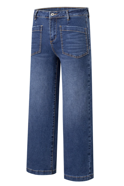 Bluing Mimimalist Patch Pocket High Waist Shift Jeans