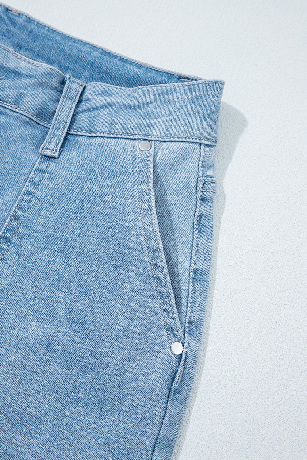 Beau Blue High Rise Relaxed Patch Pocket Jeans