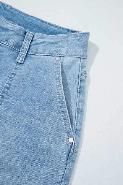 Beau Blue High Rise Relaxed Patch Pocket Jeans