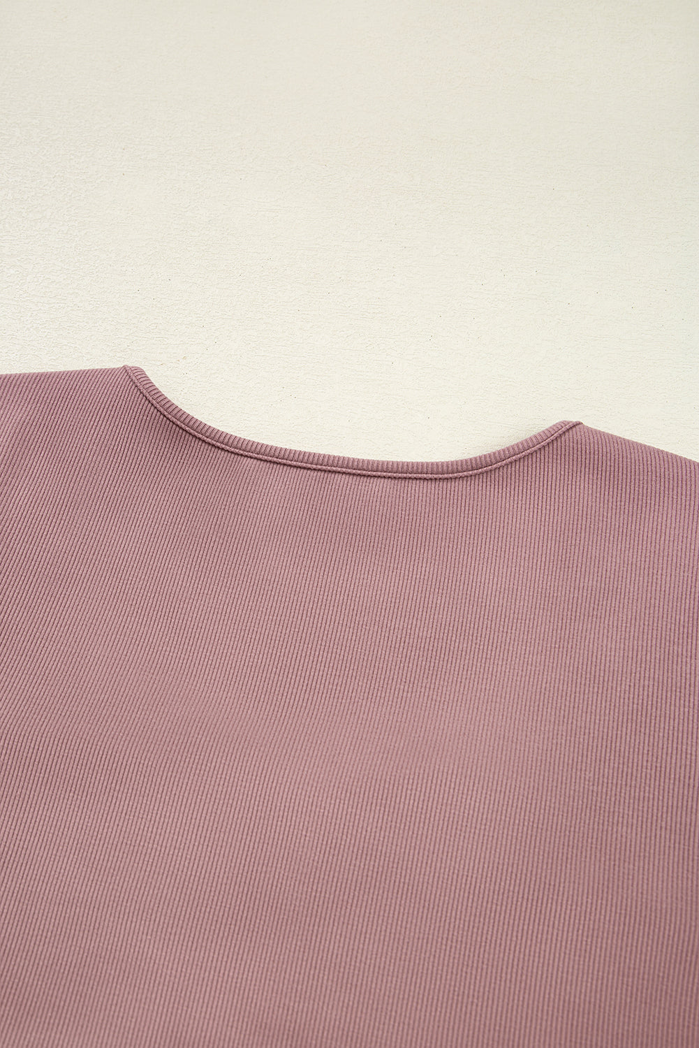 Old Rose Ruched Sweetheart Neck Ribbed Long Sleeve Top