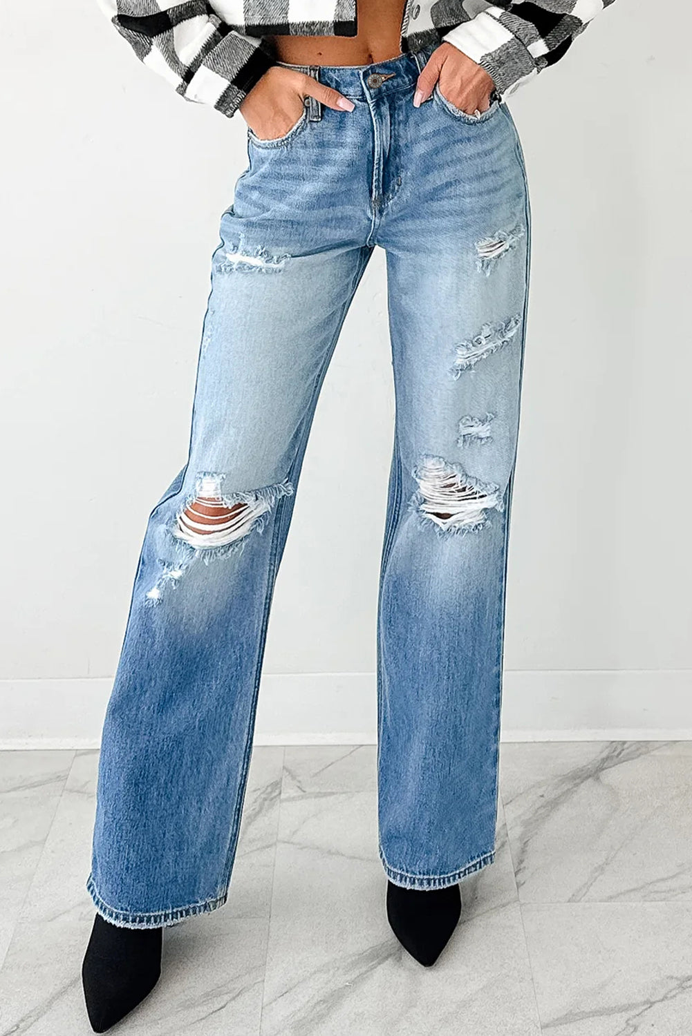 👖 Rebel Rips Straight-Leg Jeans