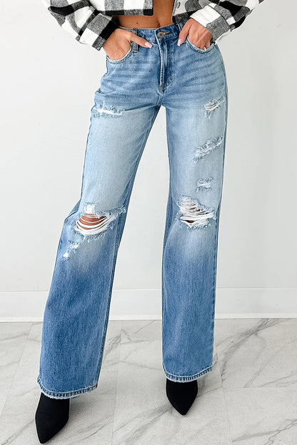 👖 Rebel Rips Straight-Leg Jeans