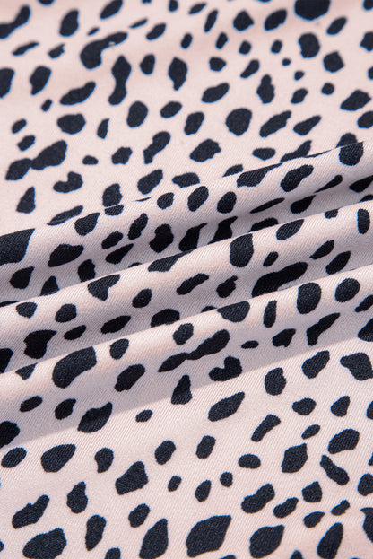 Apricot Allover Leopard Print Round Neck Tank Top