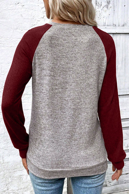 Red Dahlia Colorblock Raglan Long Sleeve T Shirt