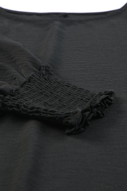 Black Plain Batwing Sleeve Business Casual Blouse