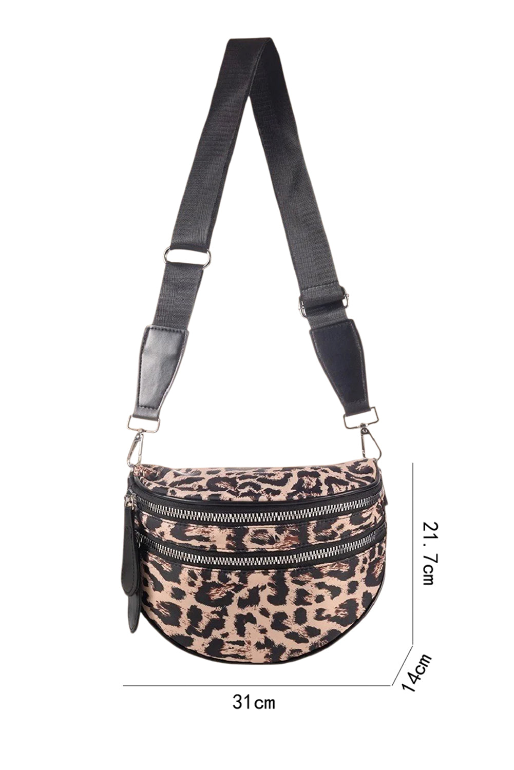 Green Camouflage Print Double Zipper Crossbody Bag