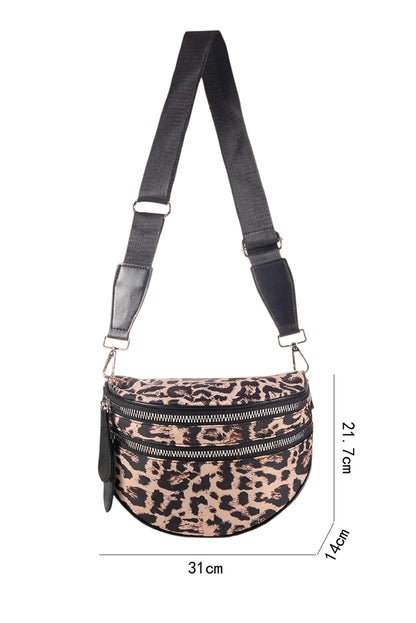 Green Camouflage Print Double Zipper Crossbody Bag