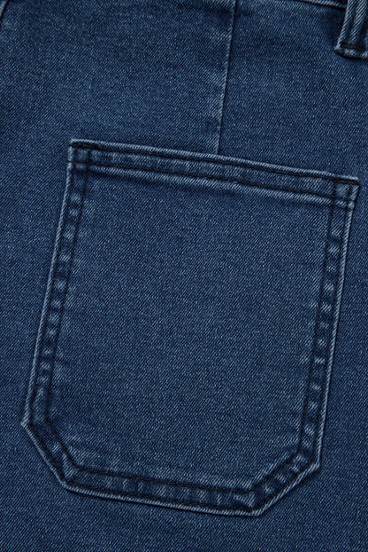 Sail Blue Scalloped Hemline Light Wash Denim Shorts