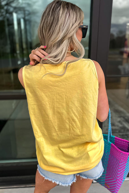 Blue Sun Graphic Summer Tank Top