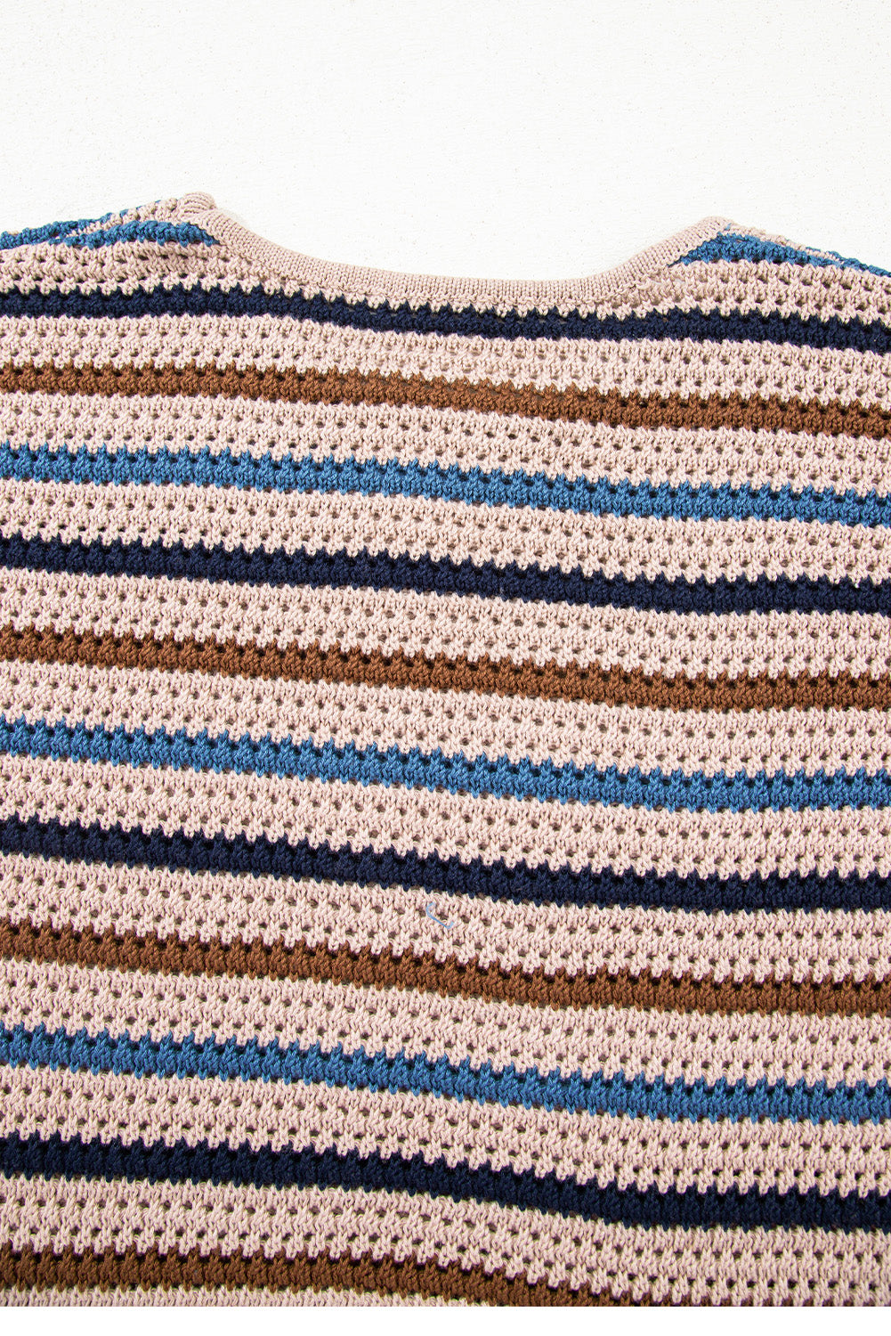 Multicolour Striped Knitted Drop Shoulder Crew Neck Sweater
