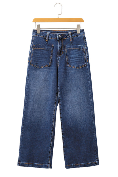 Bluing Mimimalist Patch Pocket High Waist Shift Jeans