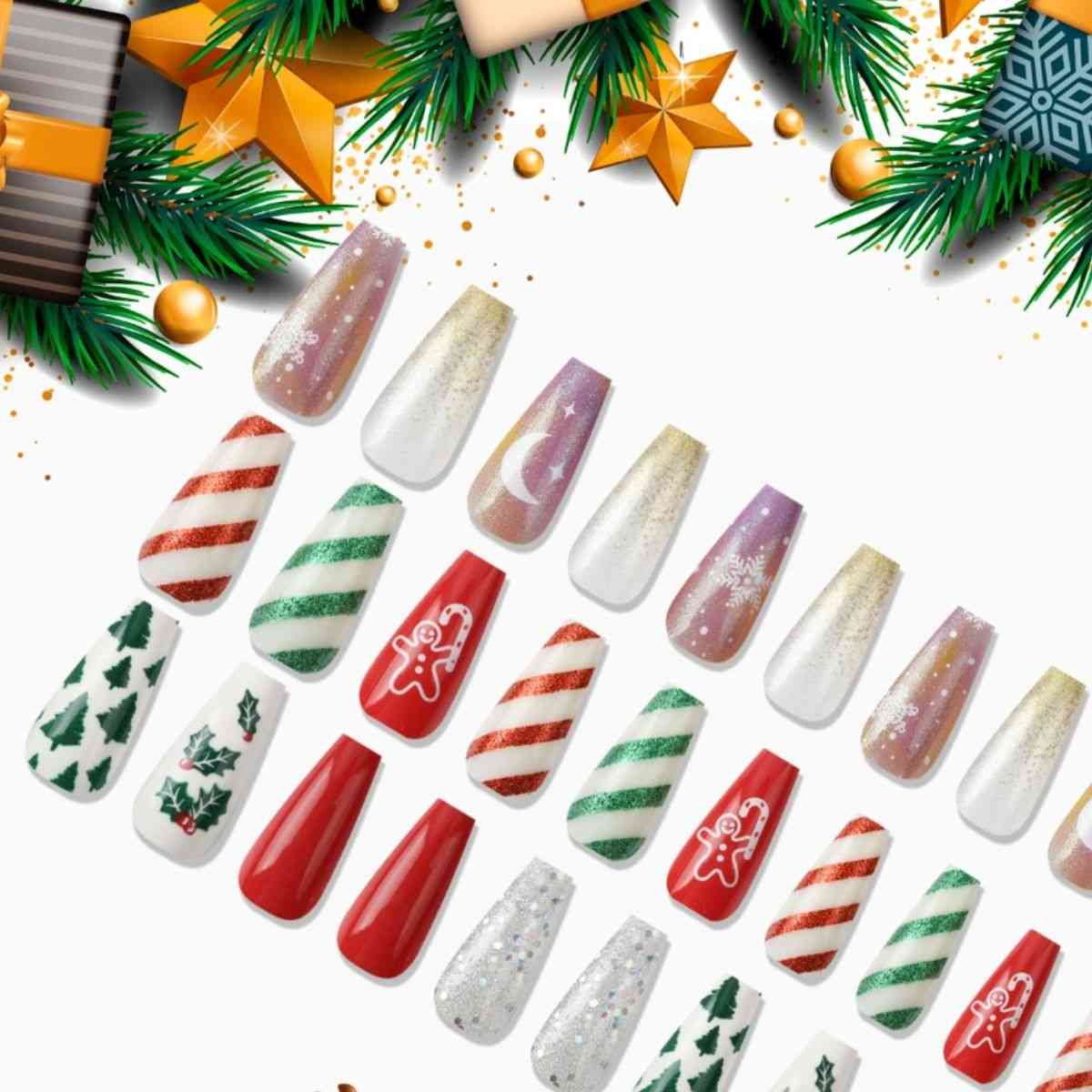 72-Piece Christmas Theme ABS Press-On Nails