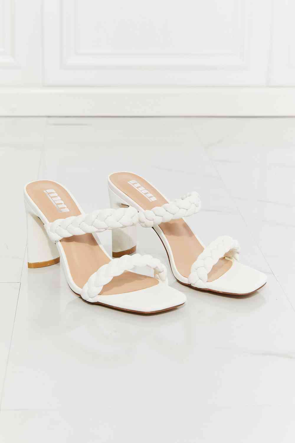 MMShoes In Love Double Braided Block Heel Sandal in White