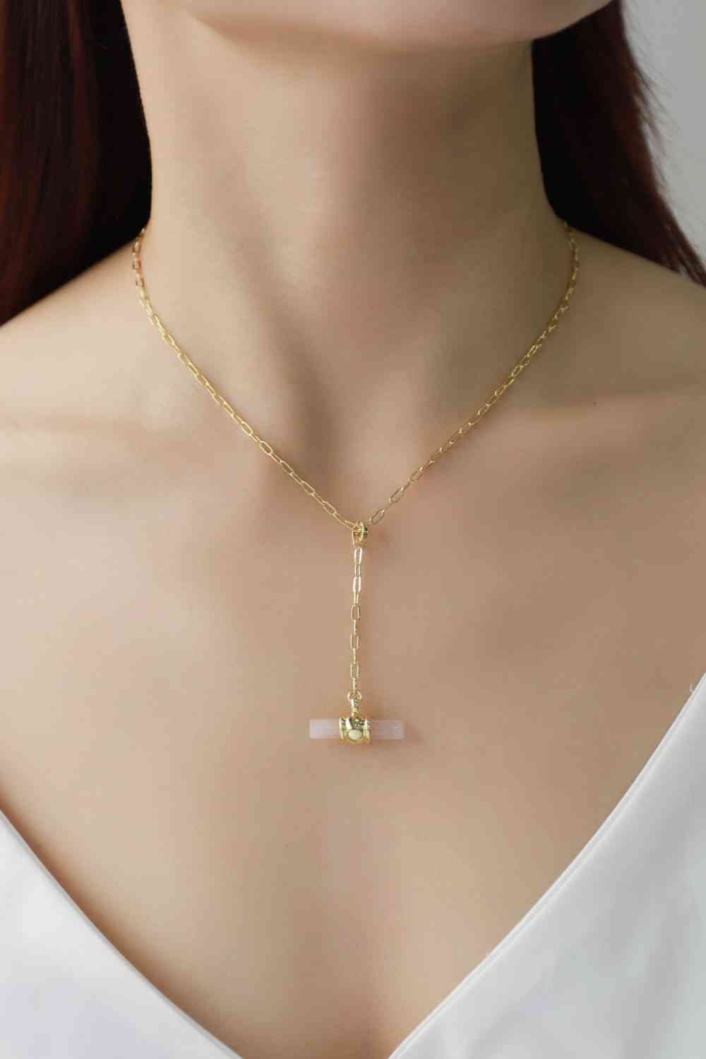 Gold-Plated Bar Pendant OT Chain Necklace